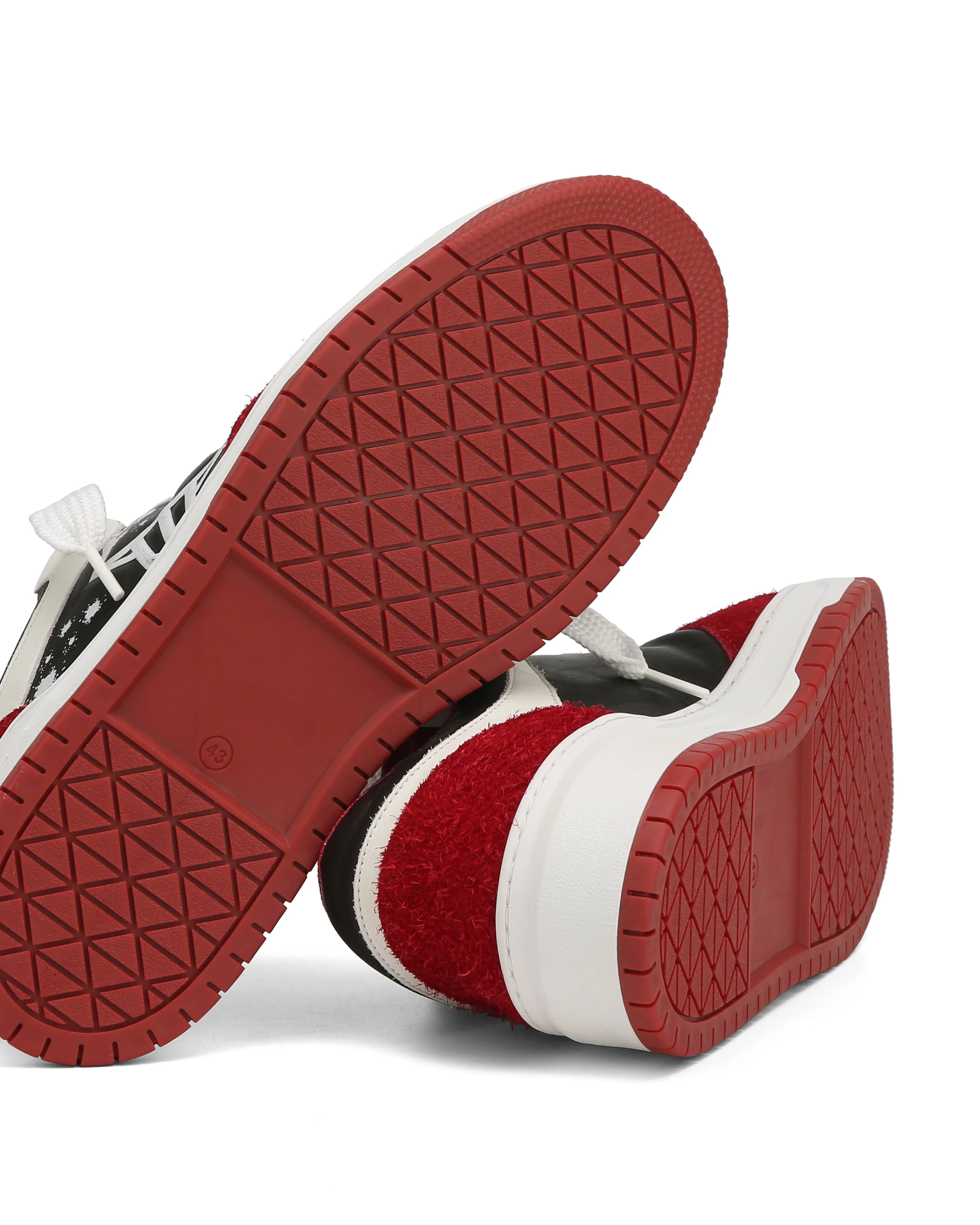 CM-00 Black Lth / White Lth / Hairy Red Suede Comb - Image 4