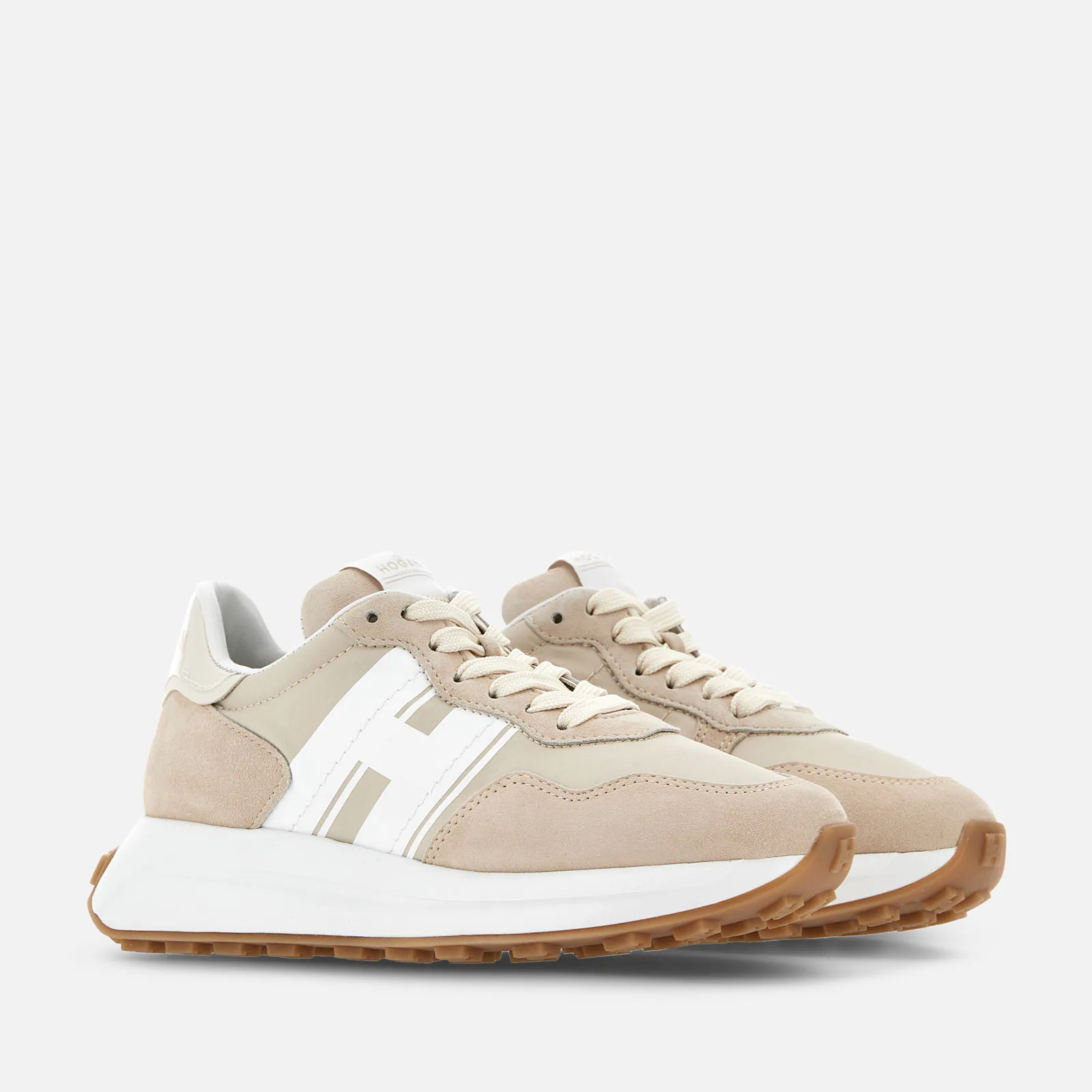 M H Patch Running Sneaker Tan Suede - Image 4