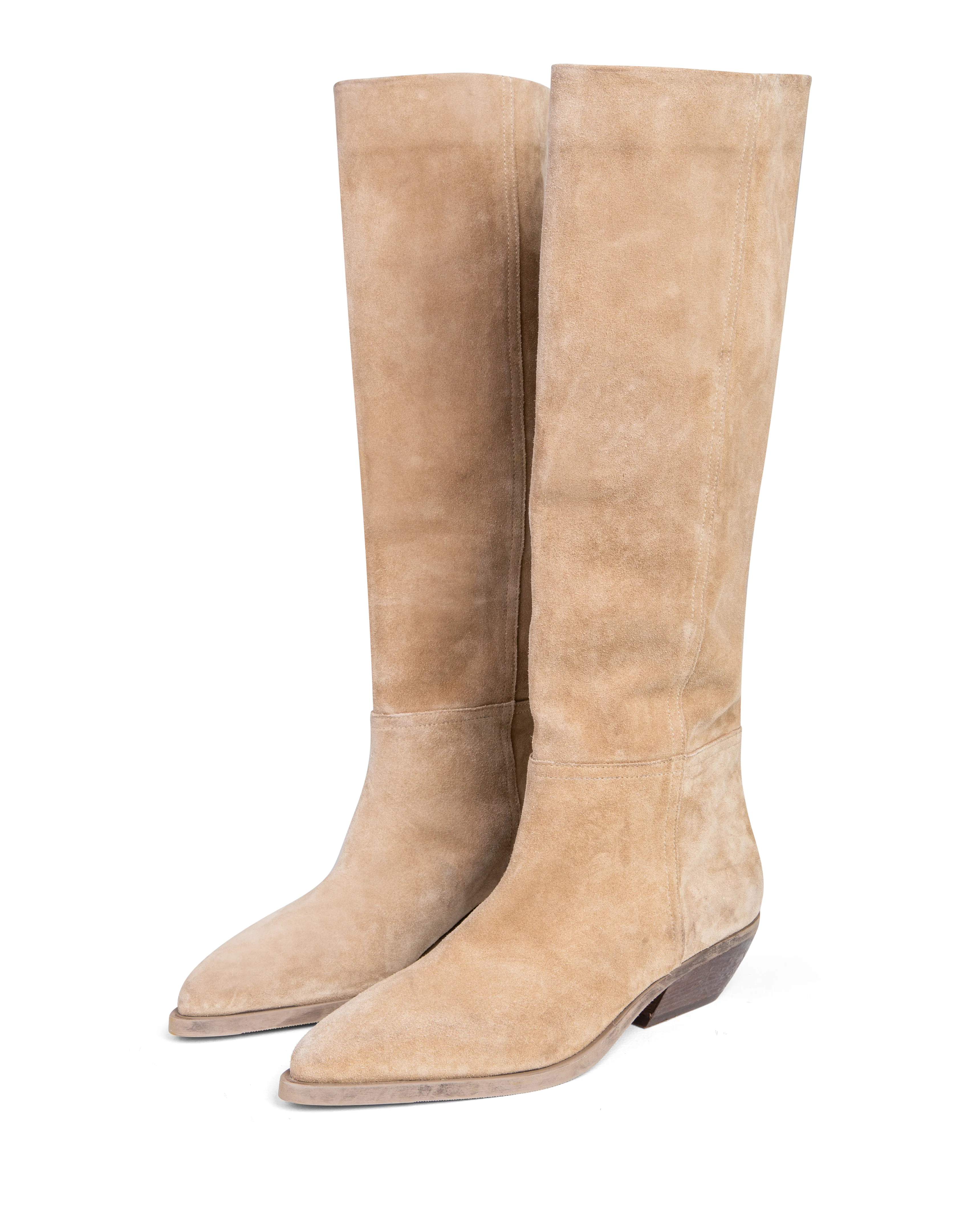 Western Knee High Boot Beige Suede E4522 - Image 2